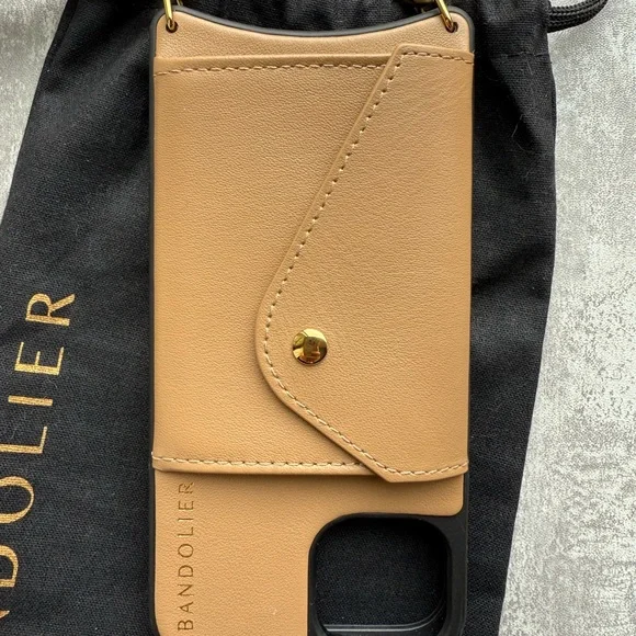 Bandolier Donna Crossbody Phone Case in Tan/ Gold for iPhone 13 - Picture 2 of 3